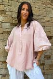 Mimi Pillow Cotton Batwing Blouse Rose 